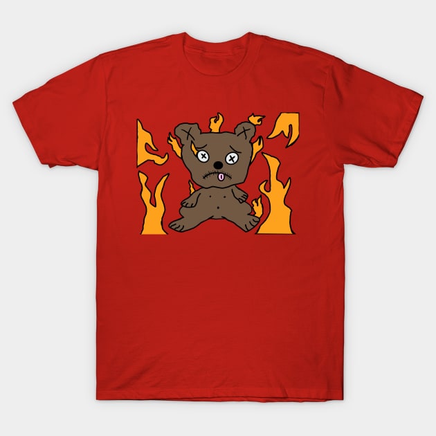 Flame Bear T-Shirt by MoJoMenace Merch Store